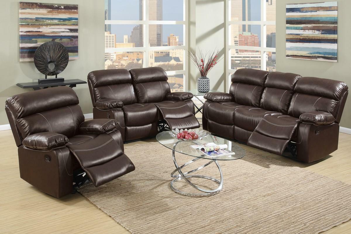 espresso bonded leather reclining motion sofa by poundex