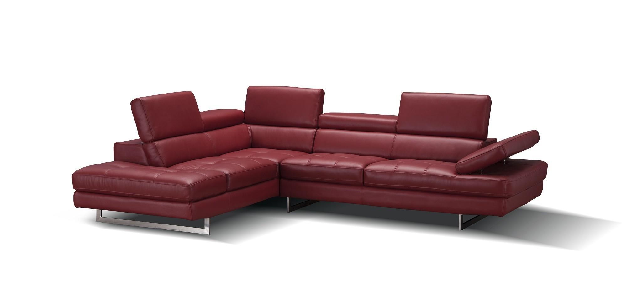 

    
Red Full Top Grain Leather Italian Sectional Sofa LHC Modern J&M A761
