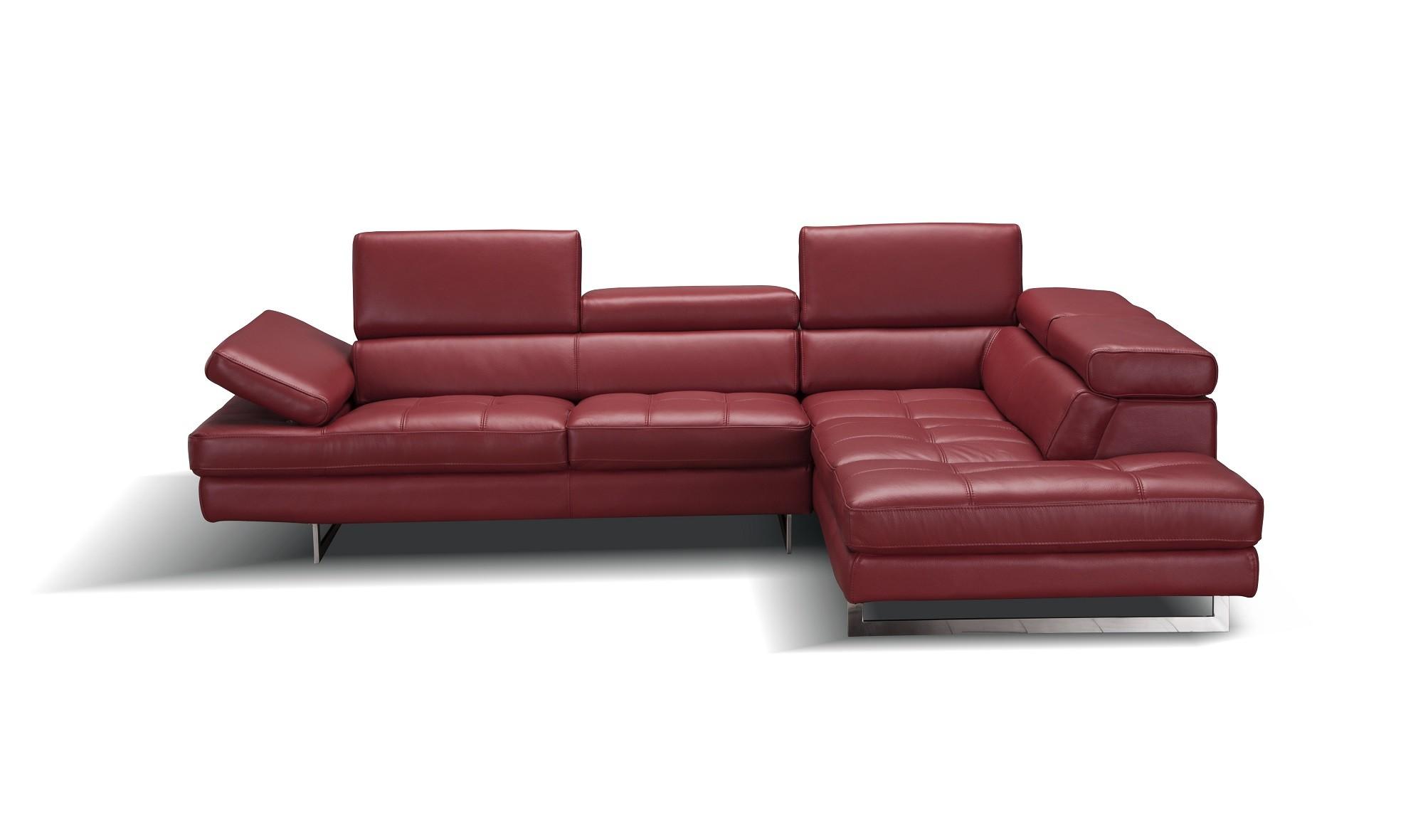 

    
Red Full Top Grain Leather Italian Sectional Sofa RHC Modern J&M A761
