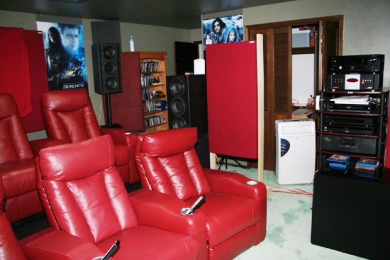 

    
Red Bonded Leather Reclining Home Theater Seating Row of 2 Seats w Cupholders
