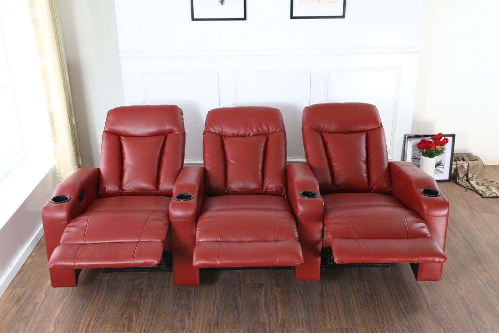 Contemporary Reclining CA9505 CA9505-RD in Red Bonded Leather