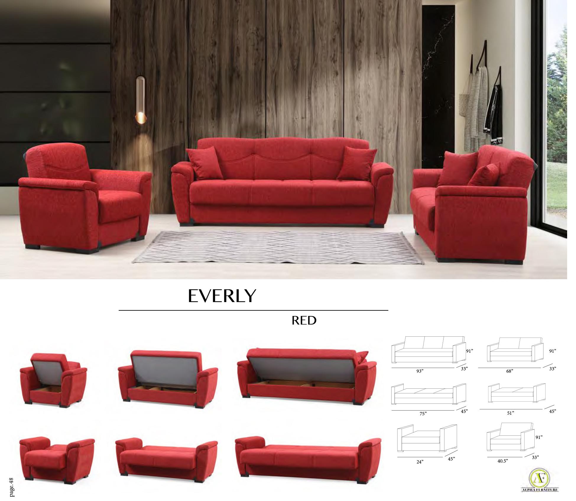 

    
Red Chenille Fabric Sofa Bed Contemporary Alpha Furniture Everly
