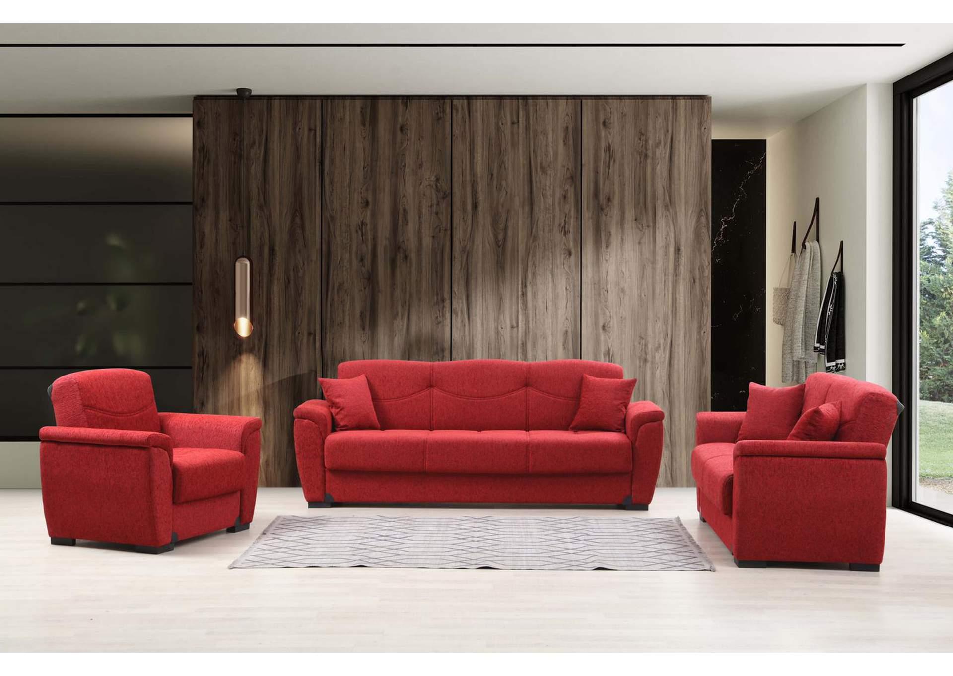 

    
Red Chenille Fabric Sofa Bed Set 3Pcs Contemporary Alpha Furniture Everly
