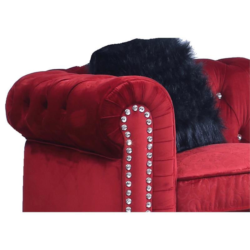 

    
Sahara Red-Set-3 Red Fabric Sofa Set 3Pcs w/ Acrylic legs Transitional Cosmos Furniture Sahara Red
