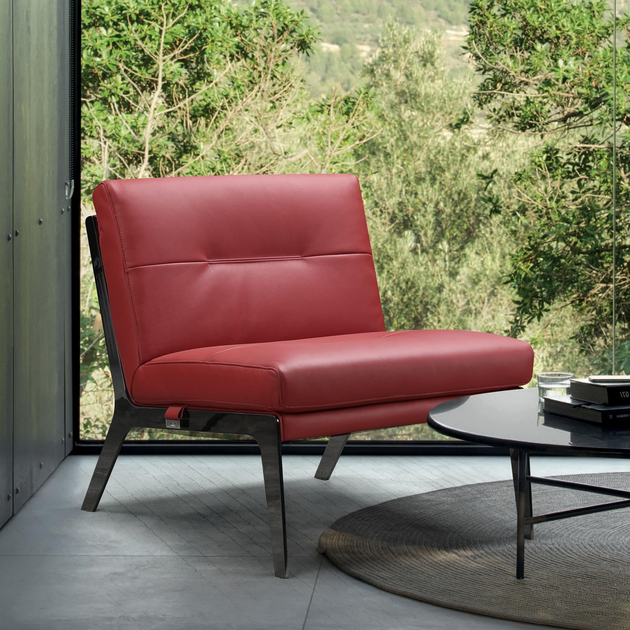 Contemporary Oversized Chair C81 C81-RED-CH in Red Leather