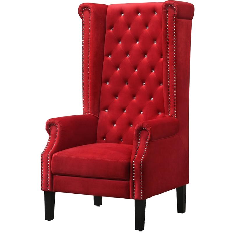 

    
Red Velvet Accent Chair Transitional Style Cosmos Furniture Bollywood
