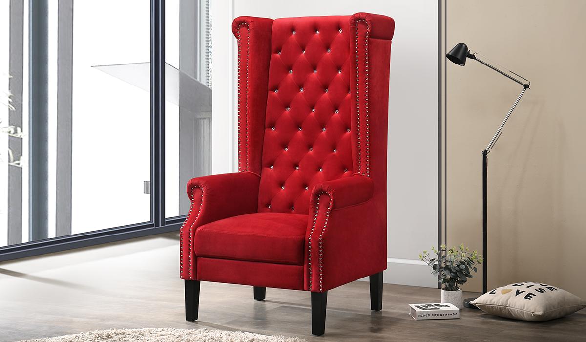 

    
Red Velvet Accent Chair Transitional Style Cosmos Furniture Bollywood
