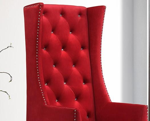 

    
Red Velvet Accent Chair Transitional Style Cosmos Furniture Hollywood
