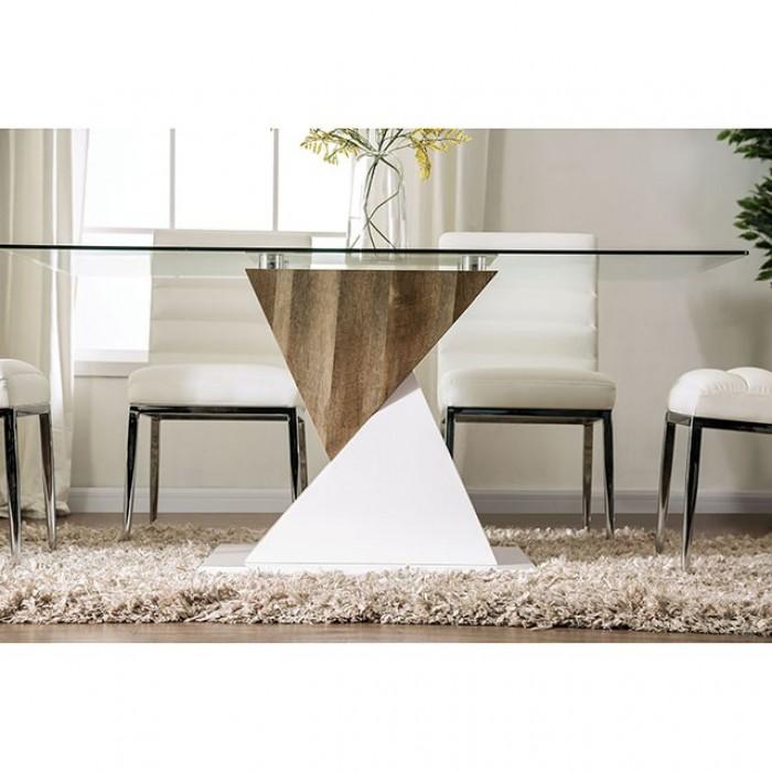 

    
Replicated Wood & Tempered Glass Dining Table Contemporary Furniture of America Bima
