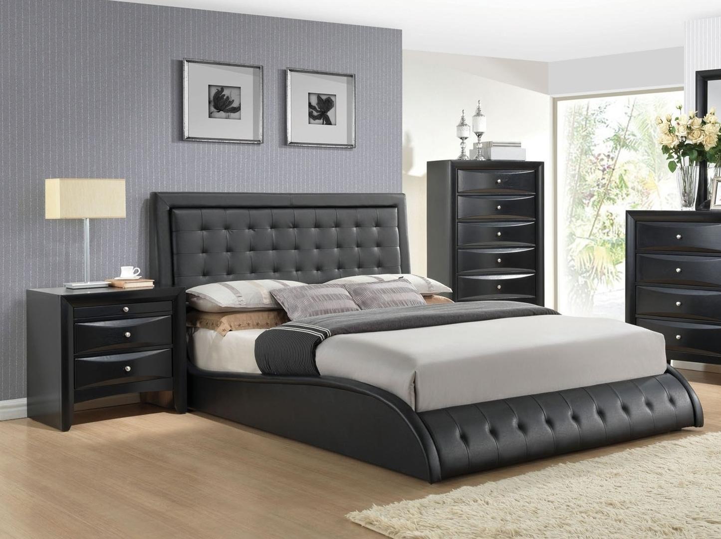 

    
King Tufted Bedroom Set 3Pcs Rich Black PU 20657EK Tirrel Acme Contemporary
