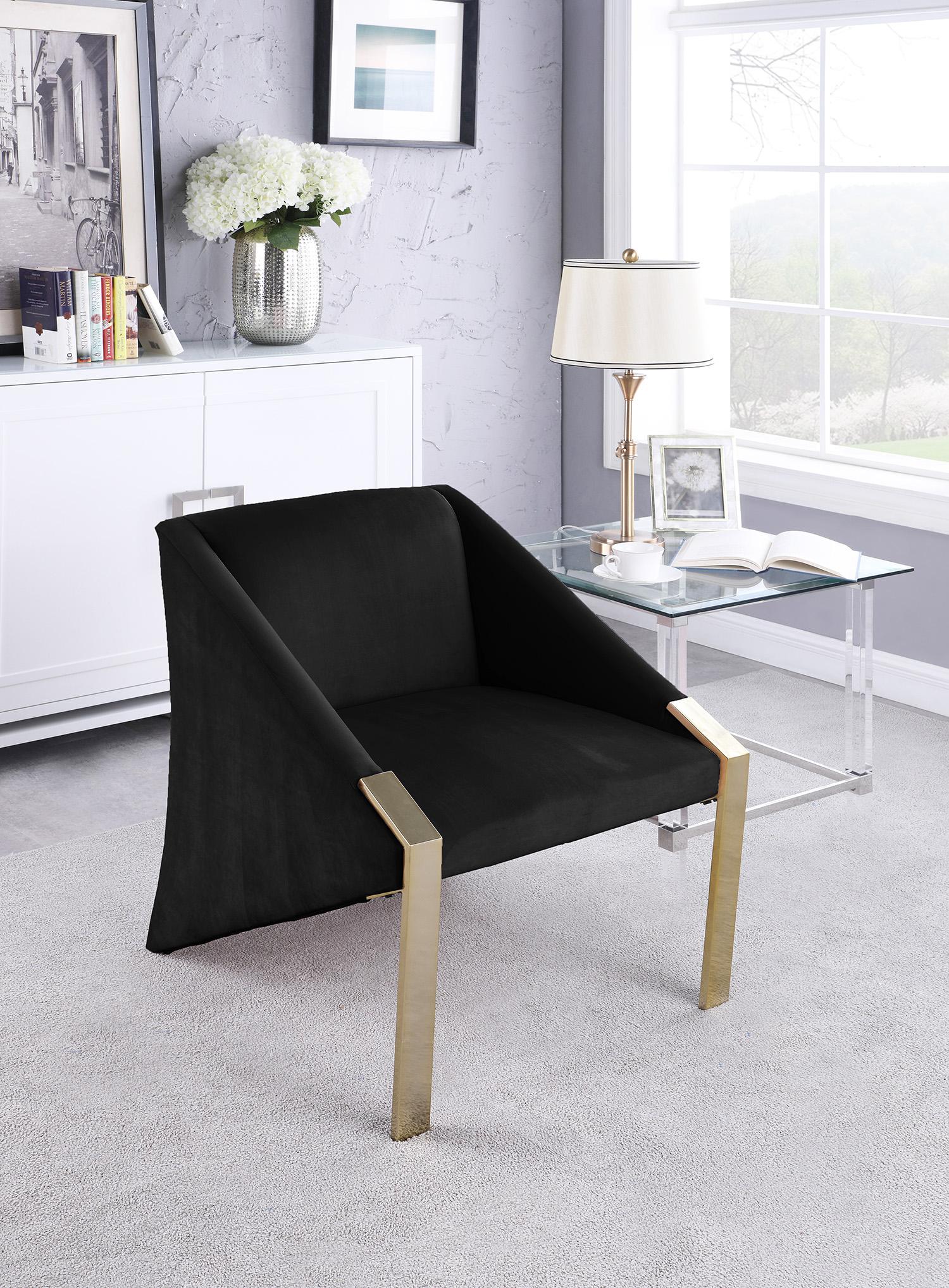 

    
Rich Black Velvet & Gold Steel Accent Chair RIVET 593Black Meridian Contemporary
