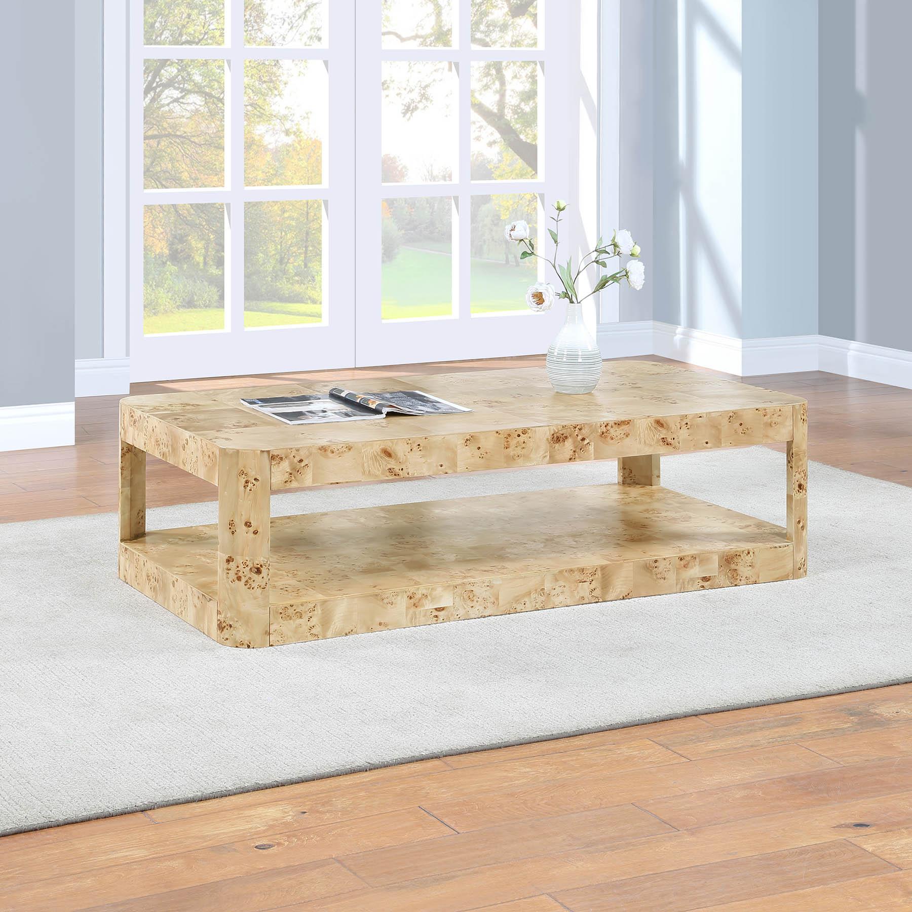 

    
Rich Burl Coffee Table REEVES 99068Burl-CT Meridian Contemporary Modern
