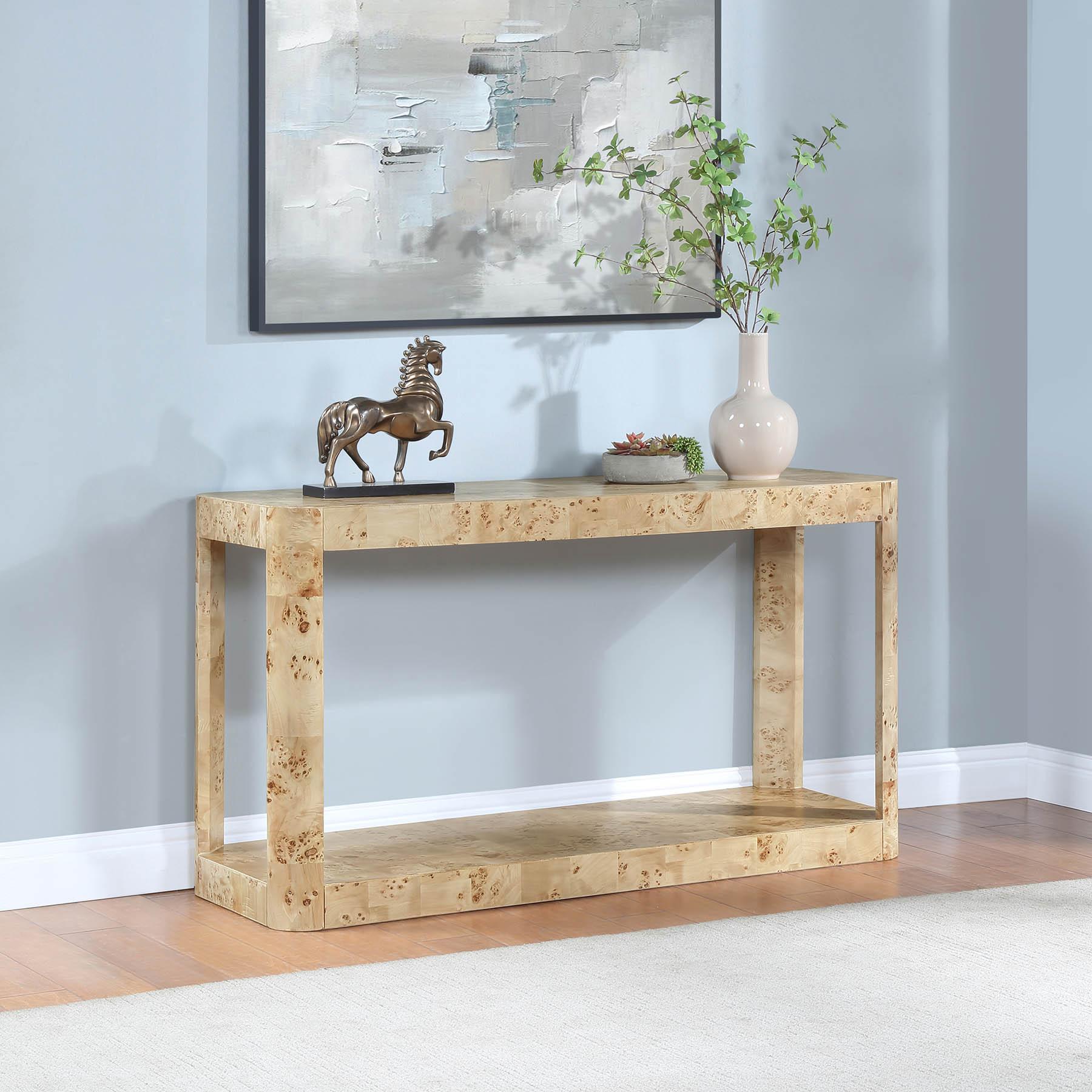 

    
Rich Burl Console Table REEVES 99068Burl-ST Meridian Contemporary Modern
