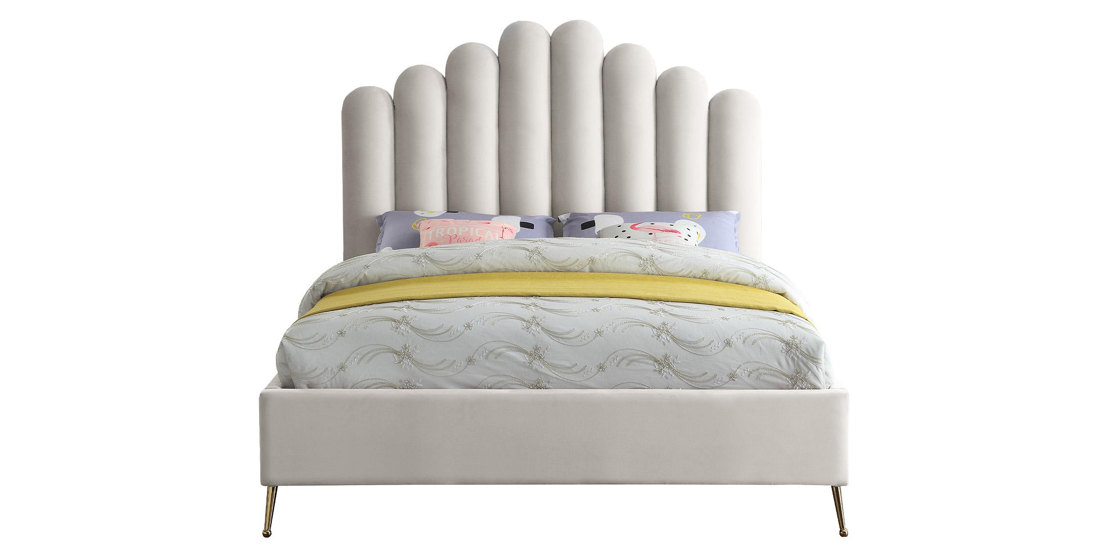 

    
Rich Cream Velvet Channel Tufting King Bed LILY Cream-K Meridian Contemporary
