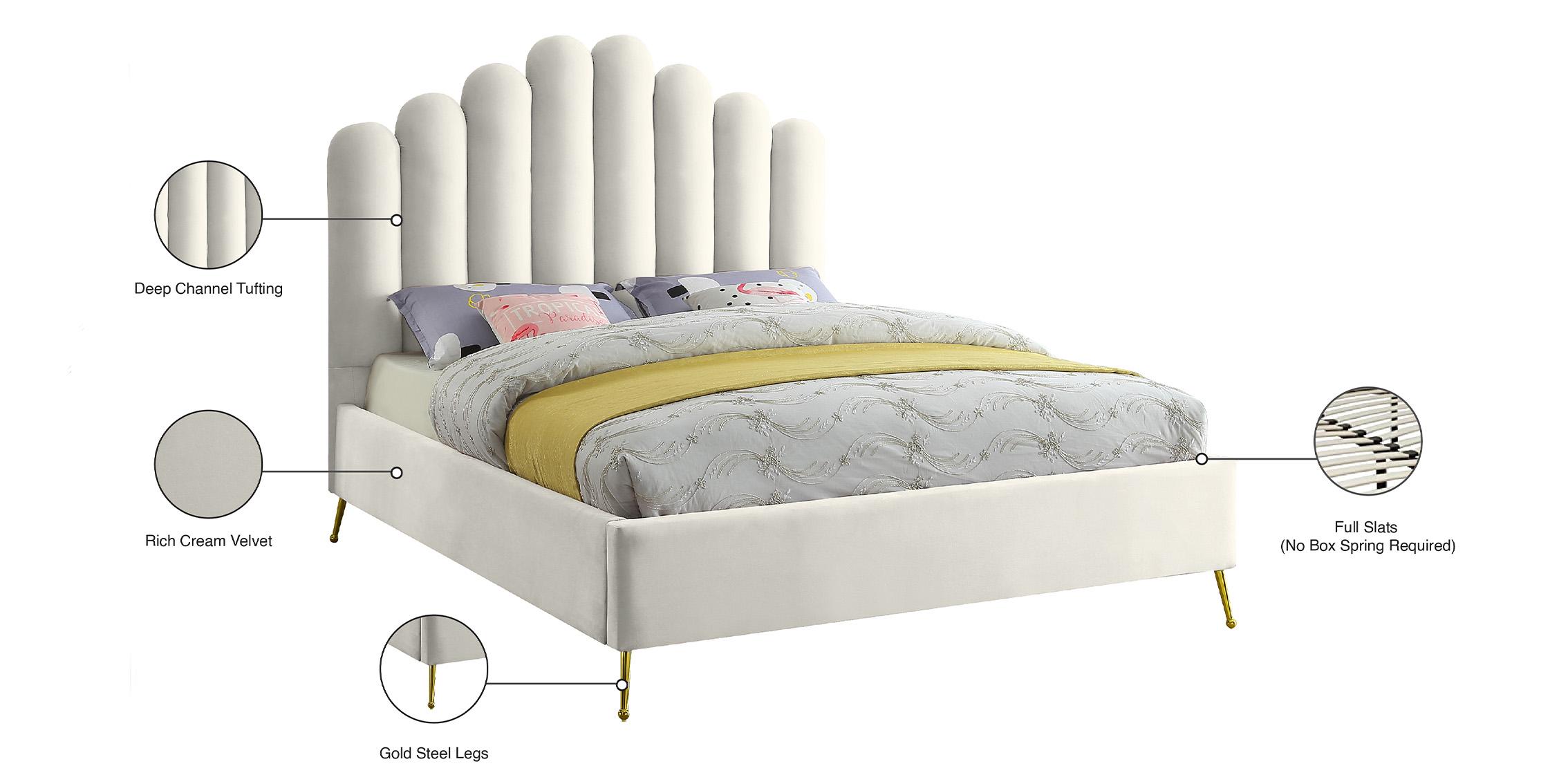 

    
LilyCream-Q Meridian Furniture Platform Bed
