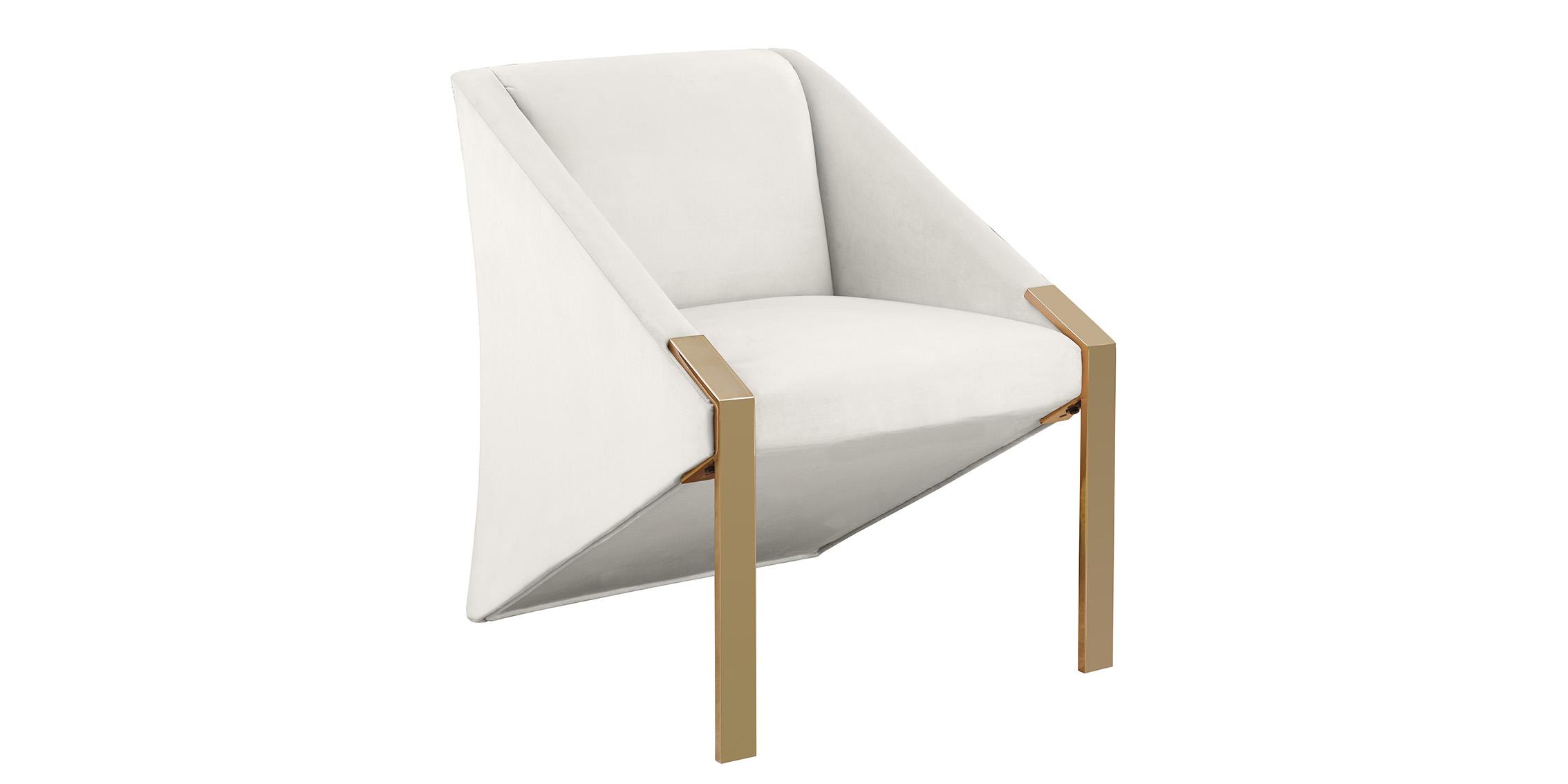 Contemporary, Modern Accent Chair RIVET 593Cream 593Cream in Cream, Gold Velvet