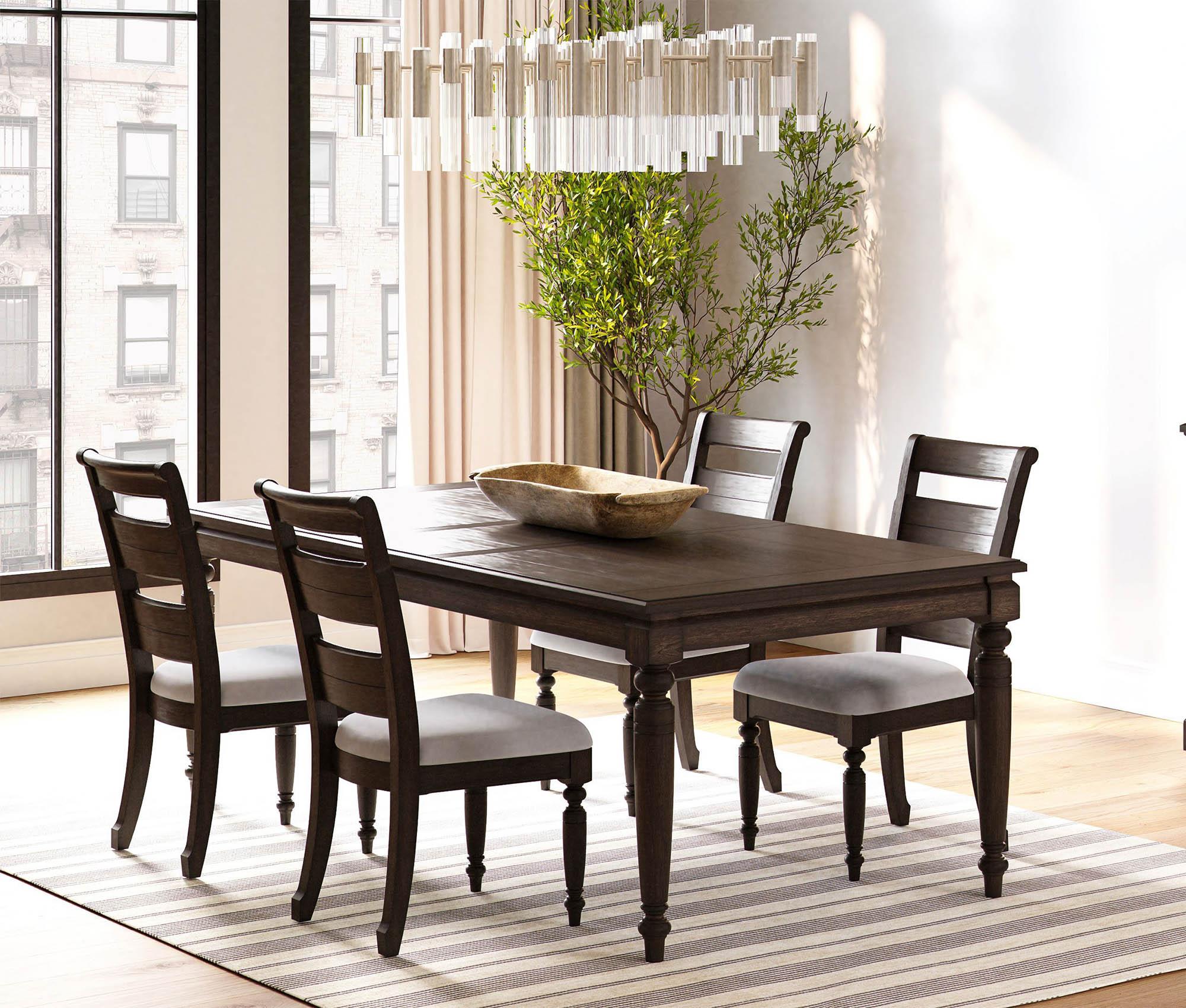 Traditional, Transitional Dining Table Set BELLAMY 5910-500 5PC 5910-500 5PC in Brown Fabric