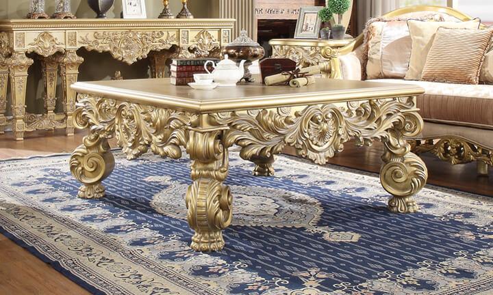 Traditional Coffee Table HD-8086 HD-C8086 in Gold Finish 