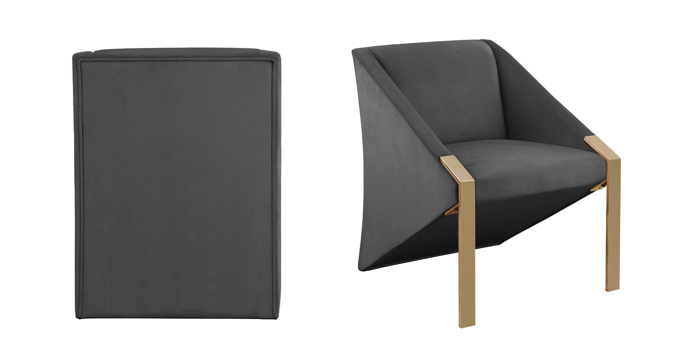 

    
Rich Grey Velvet & Gold Steel Accent Chair Set 2P RIVET 593Grey Meridian Modern
