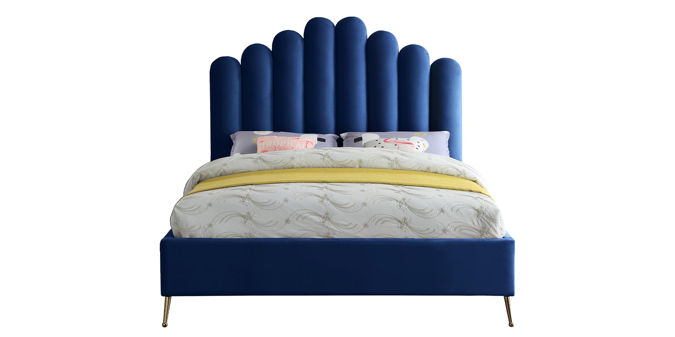

    
Rich Navy Velvet Channel Tufting King Bed LILY Navy-K Meridian Contemporary
