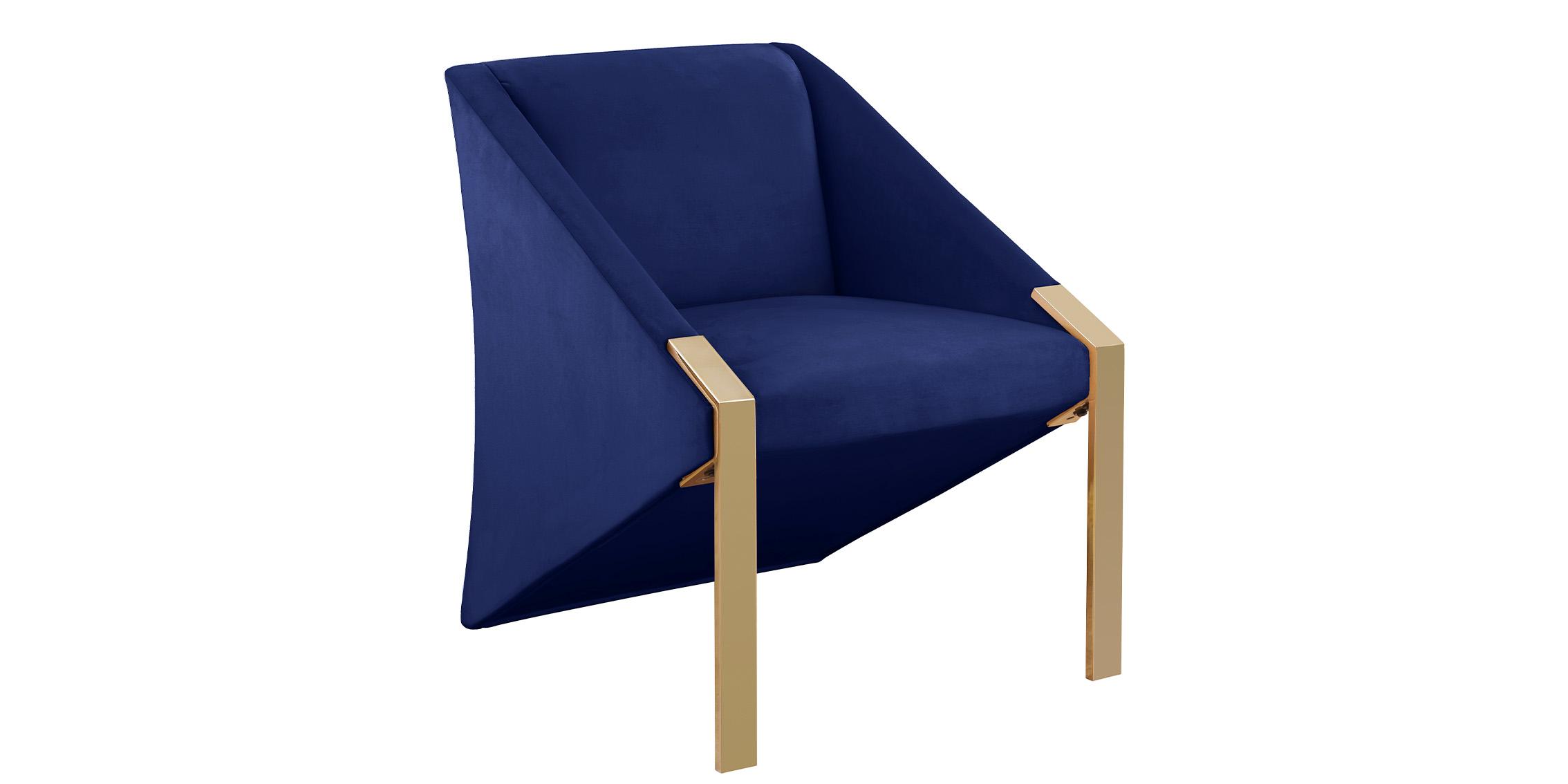 

    
Rich Navy Velvet & Gold Steel Accent Chair RIVET 593Navy Meridian Contemporary
