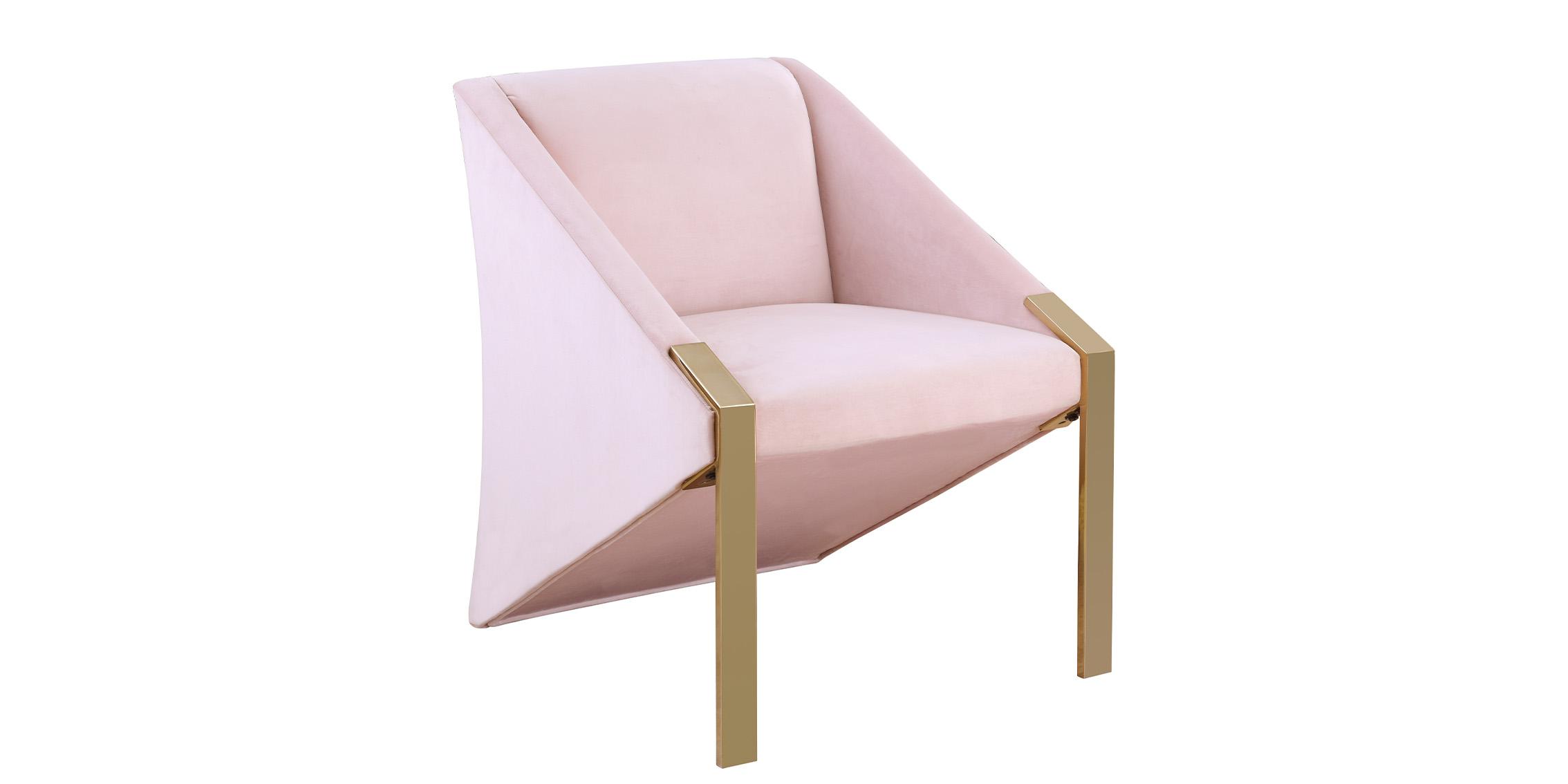 

    
Rich Pink Velvet & Gold Steel Accent Chair RIVET 593Pink Meridian Contemporary
