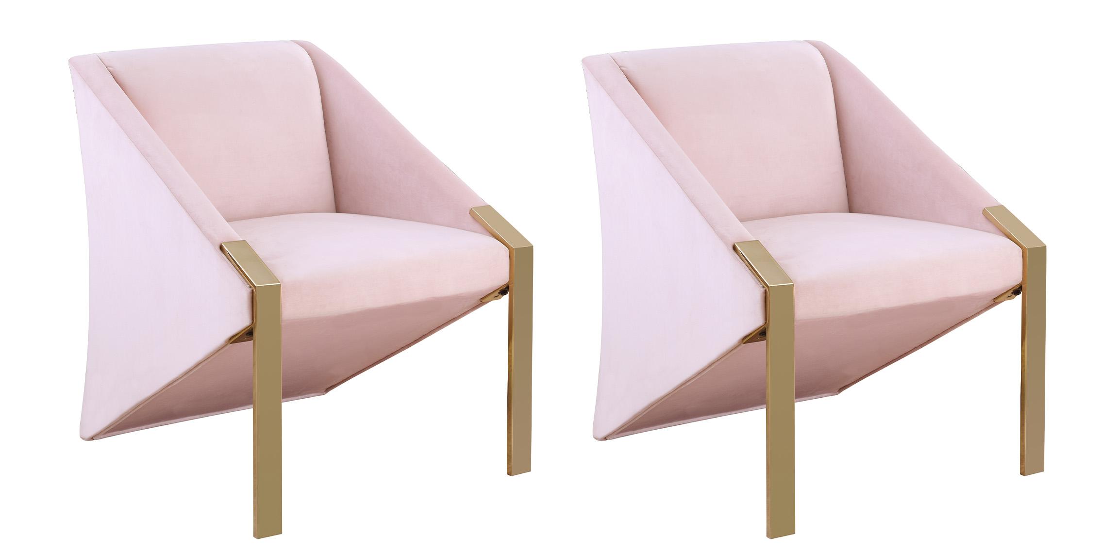 

    
Rich Pink Velvet & Gold Steel Accent Chair Set 2 RIVET 593Pink Meridian Modern

