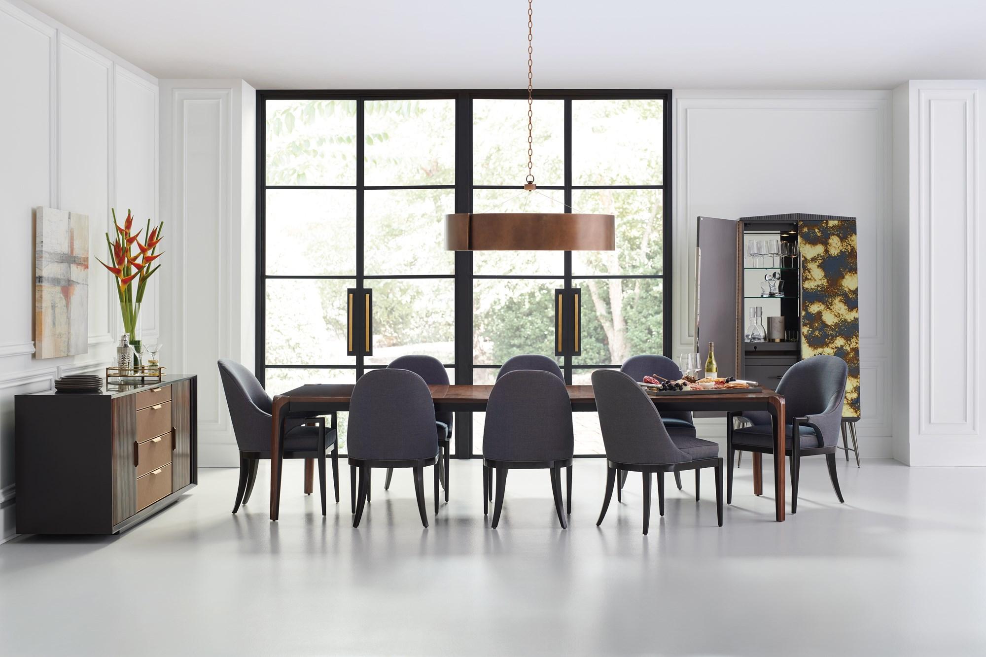 

    
 Shop  Rich Walnut & Dark Chocolate Accents Dining Table ROOM FOR MORE by Caracole
