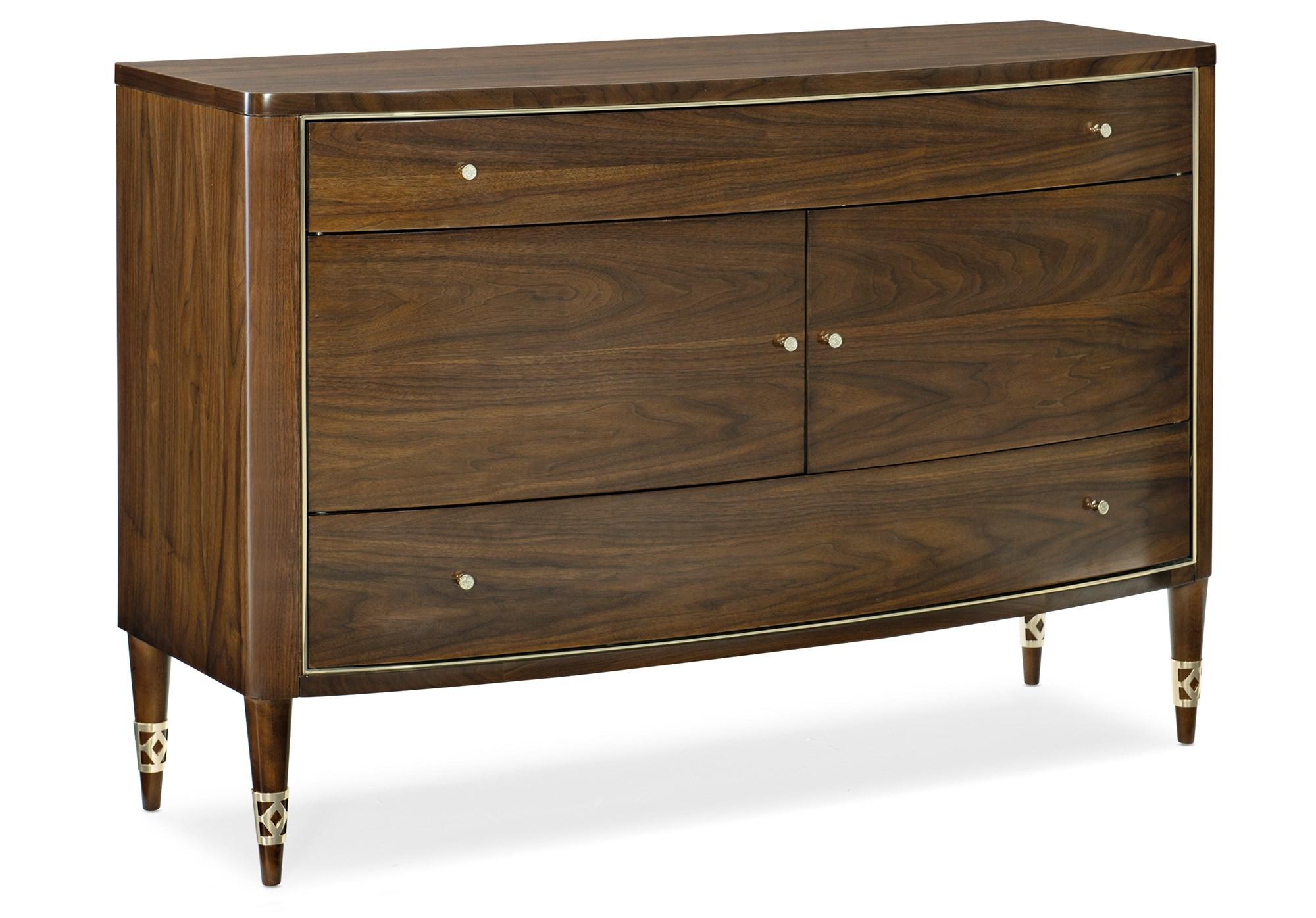 

    
Rich Walnut Whisper of Gold Accents Dresser LESS IS MORE by Caracole
