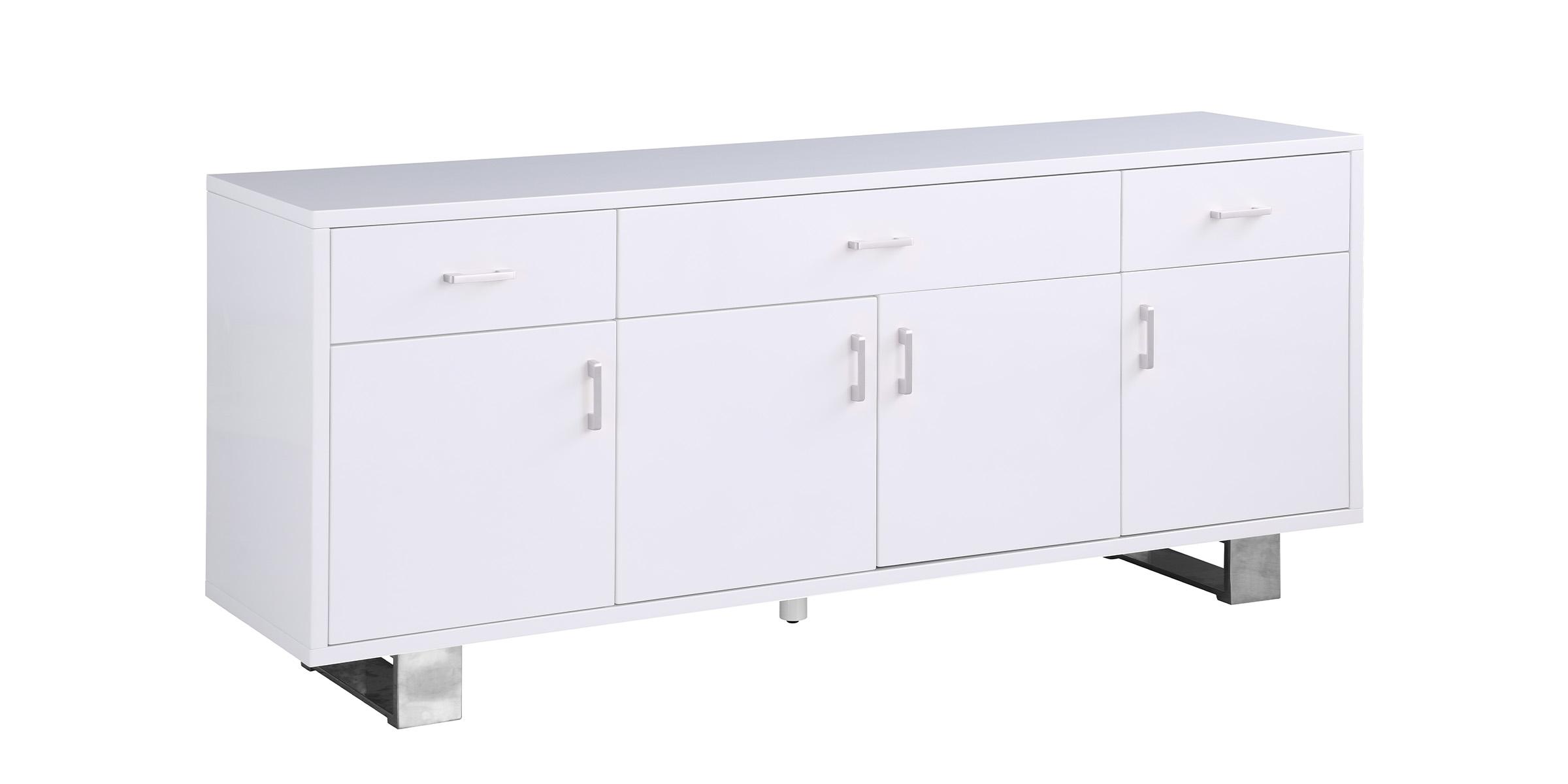 Contemporary, Modern Sideboard Excel 358 358 in Chrome, White 