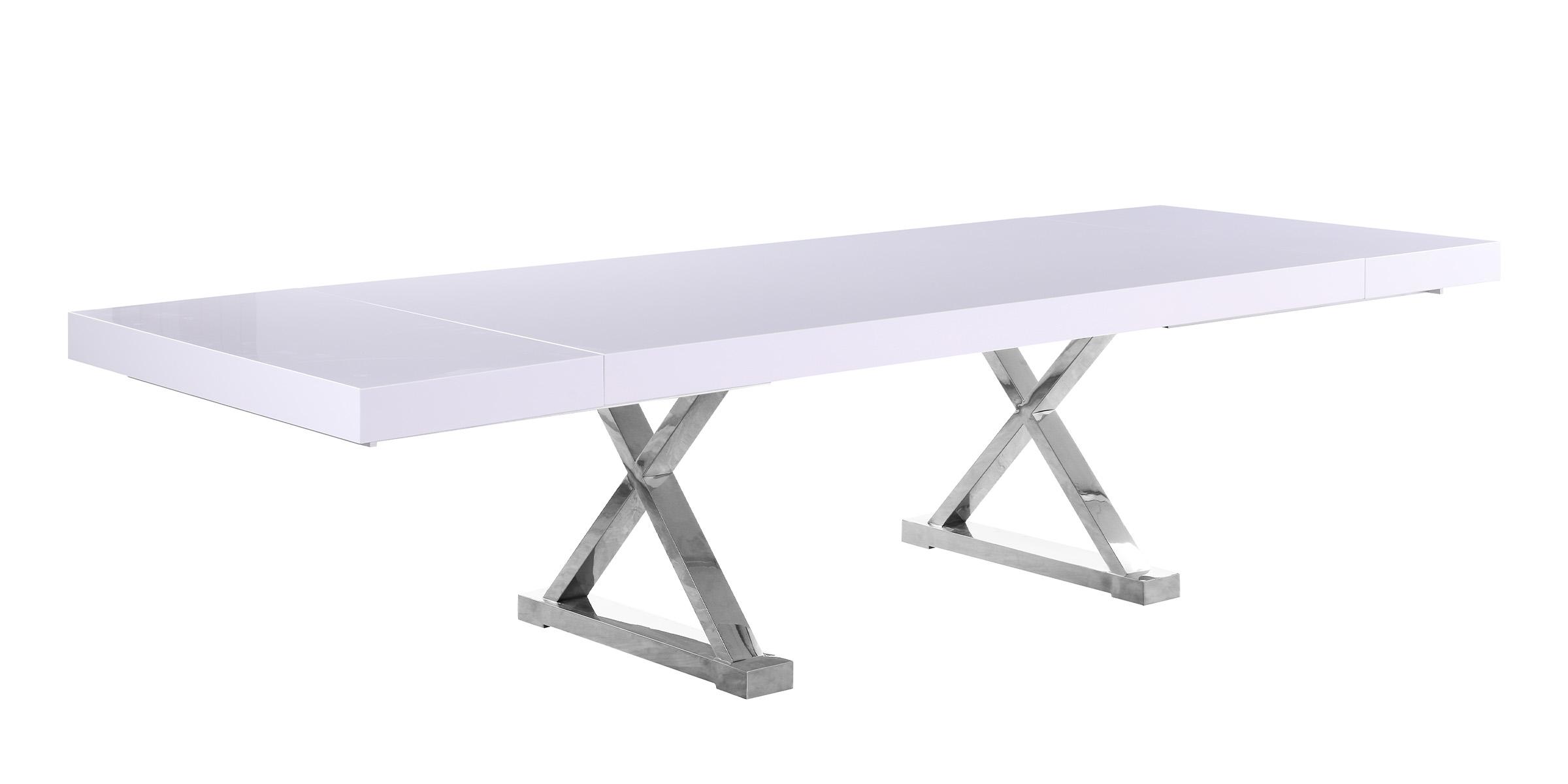 Contemporary Dining Table Excel 997-T 997-T in Chrome, White 