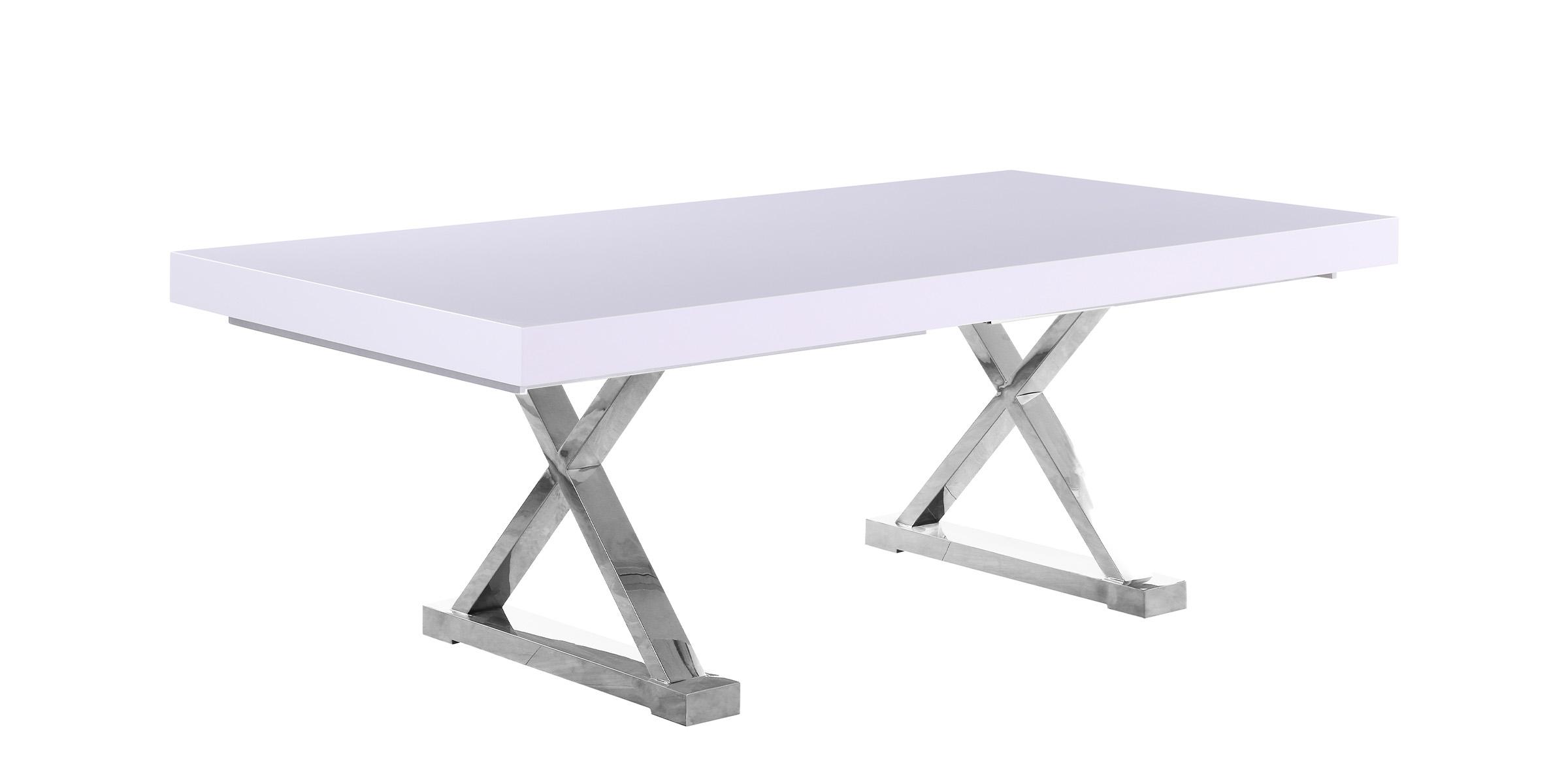

    
Rich White Lacquer Extendable Dining Table 997-T Excel Meridian Contemporary
