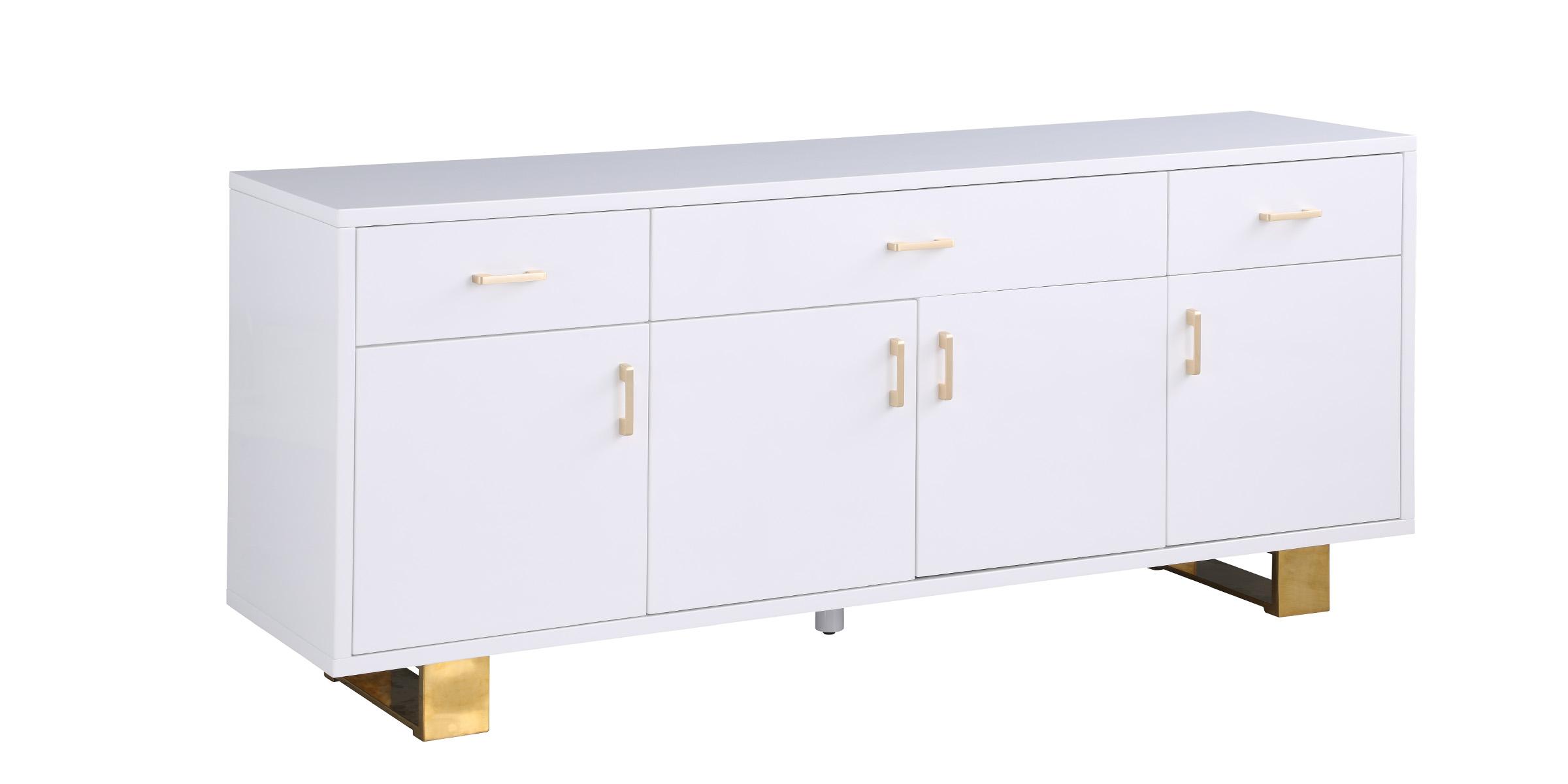 

    
Rich White Lacquer & Gold Sideboard Excel 355 Meridian Contemporary Modern
