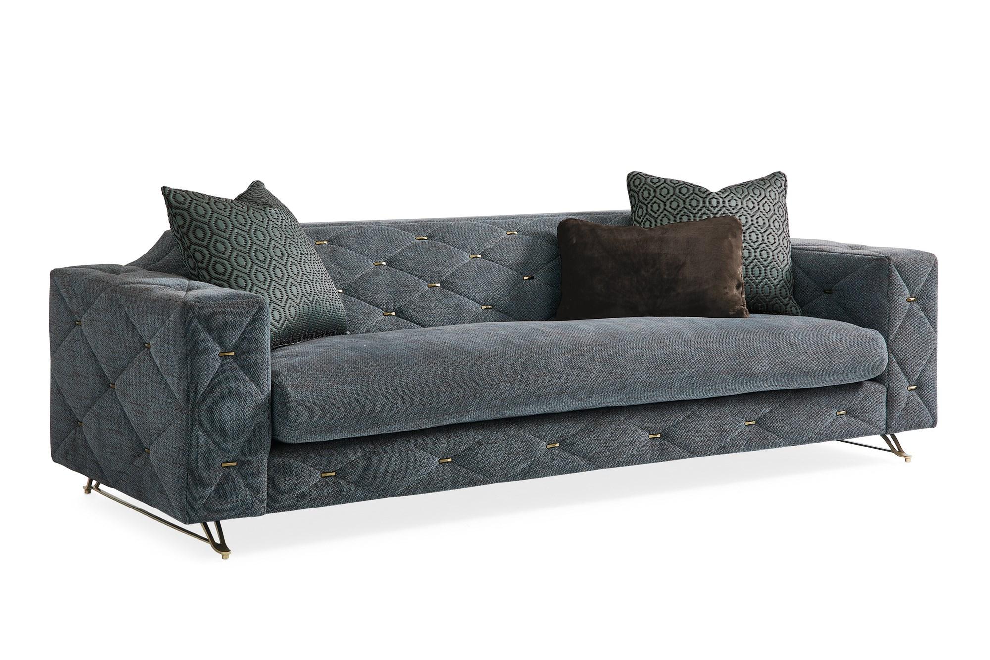 Contemporary Sofa DIAMOND DASH UPH-018-012-A in Cobalt blue Velvet