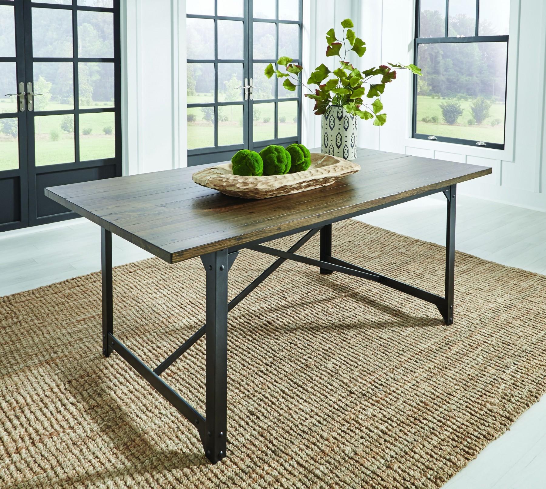

    
Rodeo Brown Finish Wood & Metal Dining Table DUBOIS by Modus Furniture
