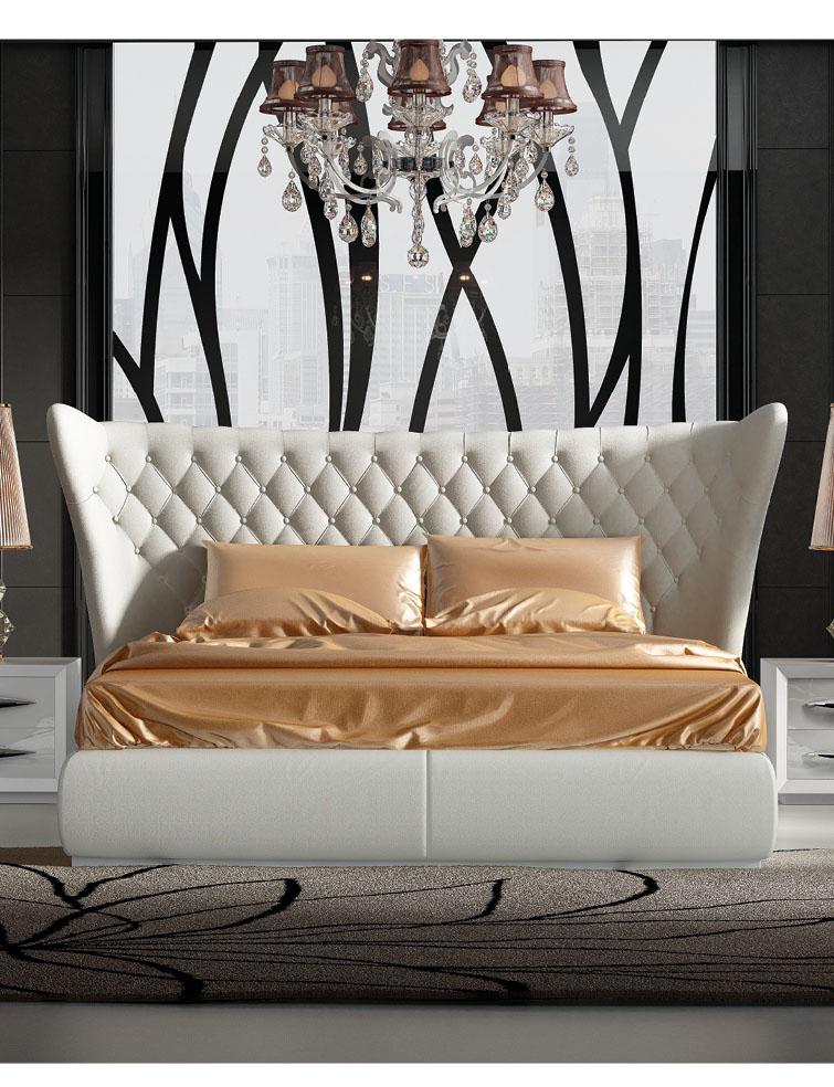 

    
Button Tufted Wing HB White Rone KING Platform Bed Contemporary Modern

