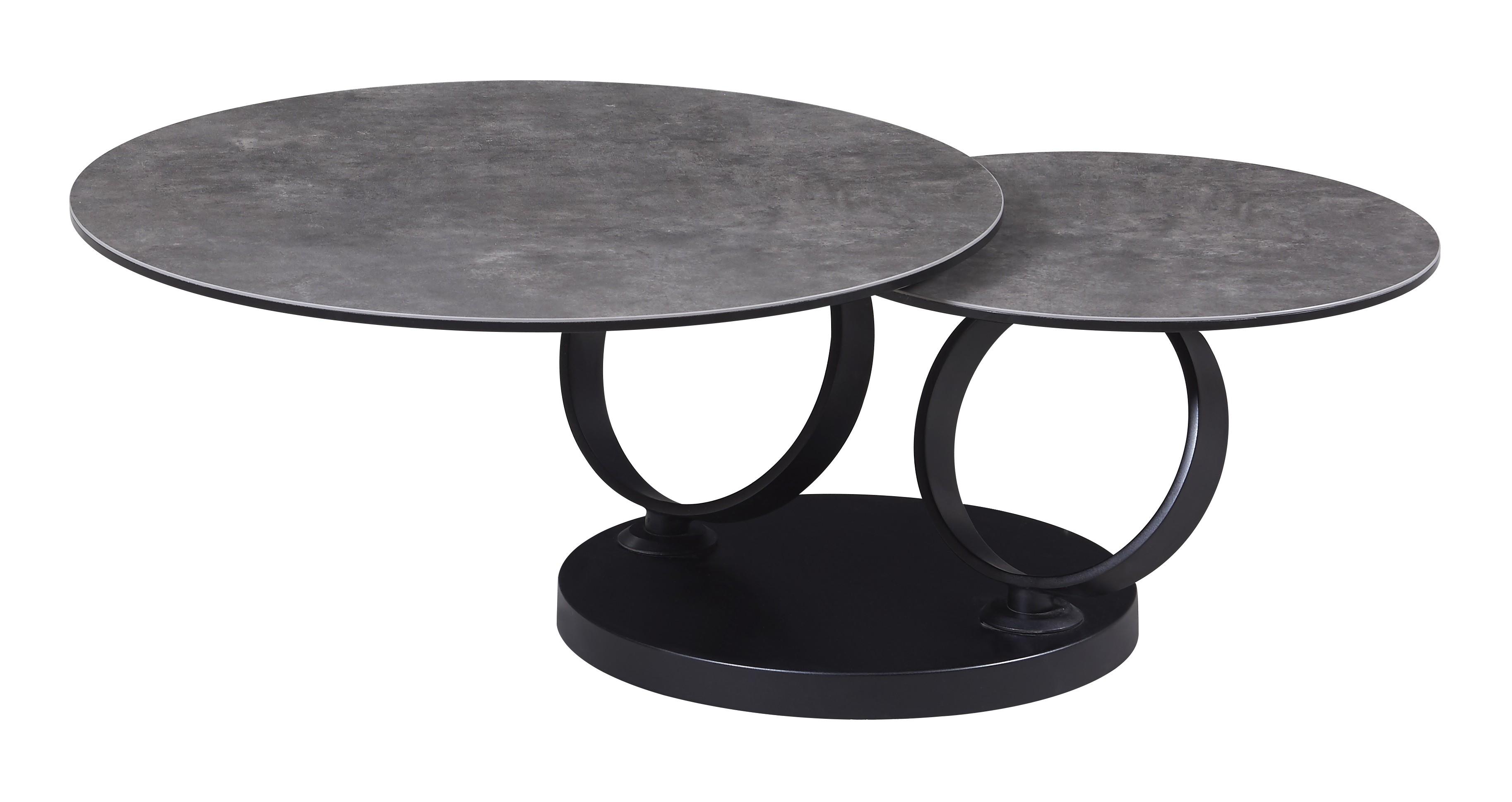 

    
Carter Rotating Moka Ceramic Top Black Matt Steel Base Coffee Table Modern
