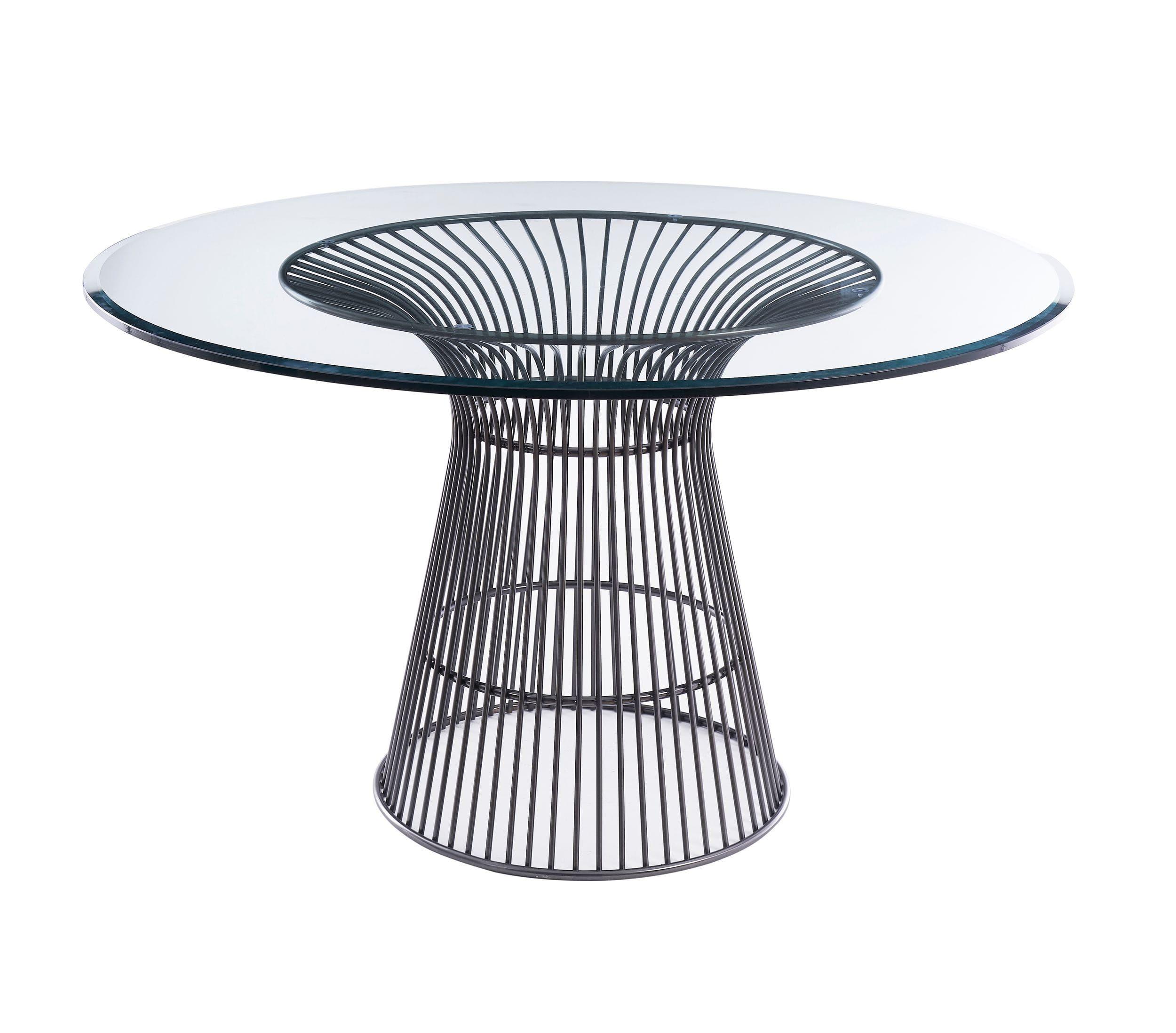 

    
Round Glass & Black Stainless Steel Dining Table by VIG Modrest Chandler
