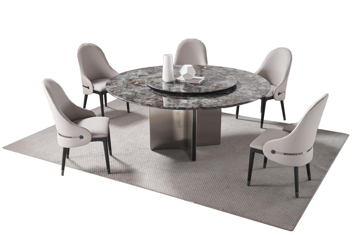 Modern Dining Table Set DT-H16 / CK-H333-LG DT-H16-5PC in Natural, Gray PU