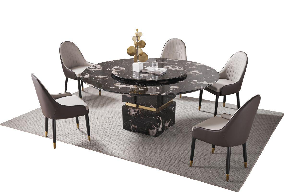 Modern Dining Table Set DT-H11A / CK-H918 DT-H11A-7PC in Natural, Gray, Brown Leather Air Fabric
