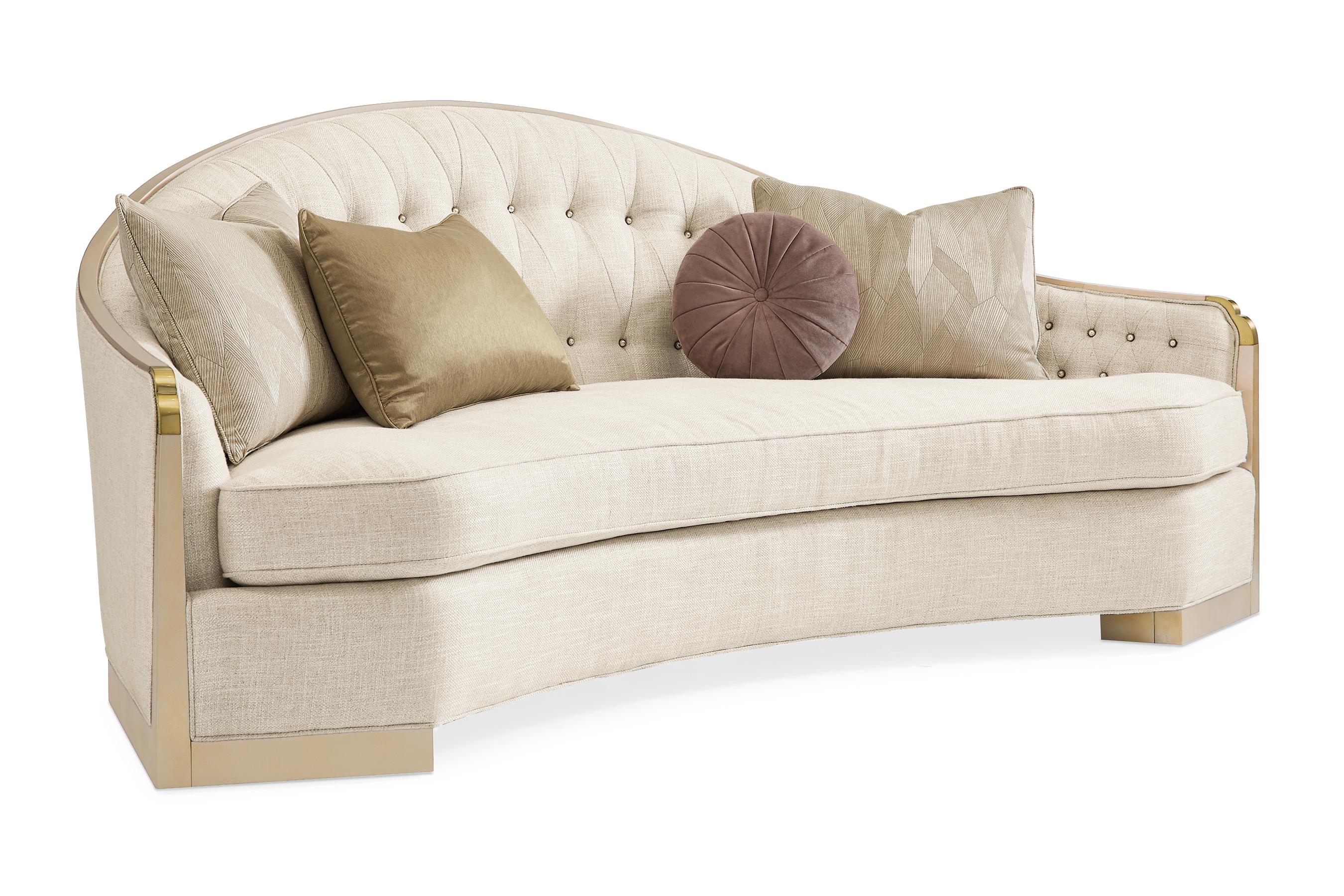 

    
Rounded Silhouette Cream Fabric & Champagne Finish Sofa Set 3Pcs SHE'S A CHARMER by Caracole
