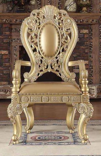 

    
DN00457-Set-7 Royal Antique Gold Double Pedestal Dining Table Set 7Pcs Seville DN00457 ACME
