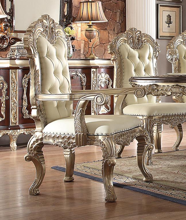 

    
Royal Antique White Silver Arm Chair Set 2Pcs Traditional Homey Design HD-8017
