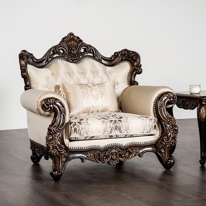 

    
Royal Dark Cherry/Beige Tufted Chair PALENCIA FM65005BG-CH FoA Traditional
