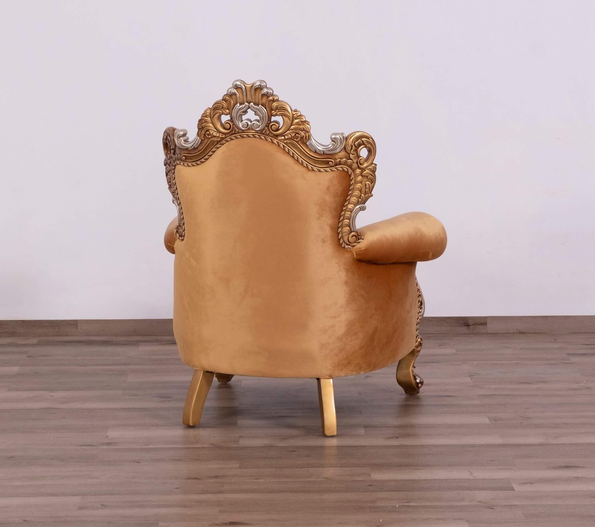 

        
EUROPEAN FURNITURE EMPERADOR Arm Chair Set Gold/Brown Fabric 663701290103
