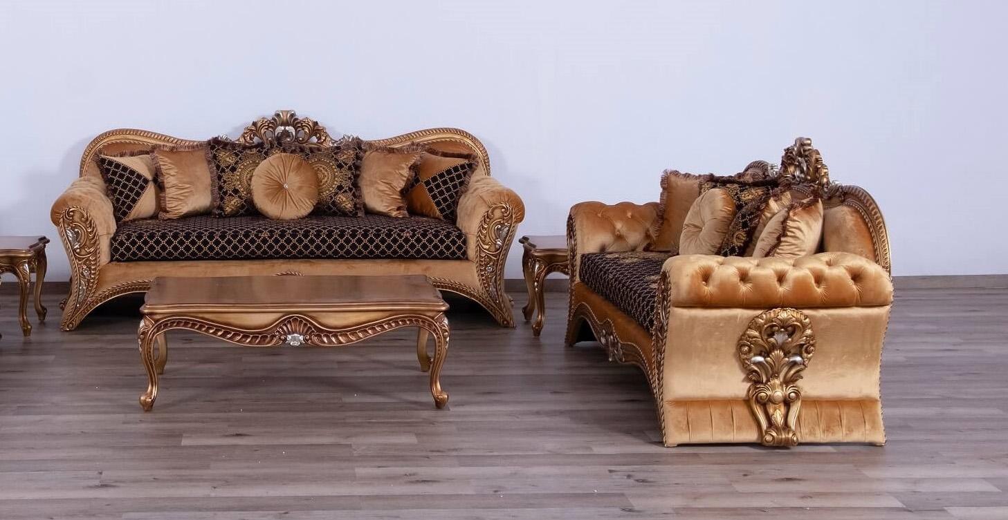 

    
 Shop  Traditional Brown & Gold Sofa EMPERADOR EUROPEAN FURNITURE
