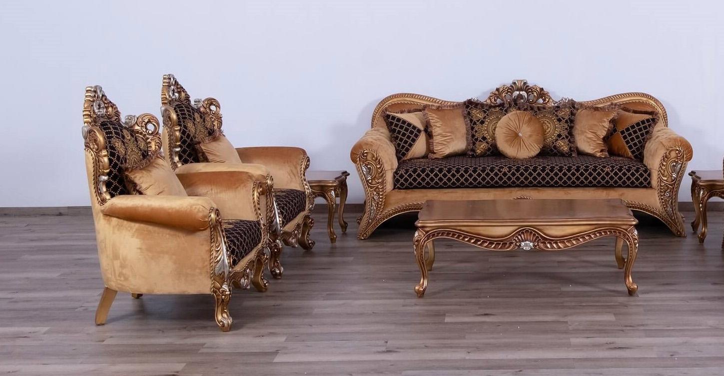 

    
EUROPEAN FURNITURE EMPERADOR Sofa Set Gold/Brown 42035-Set-3
