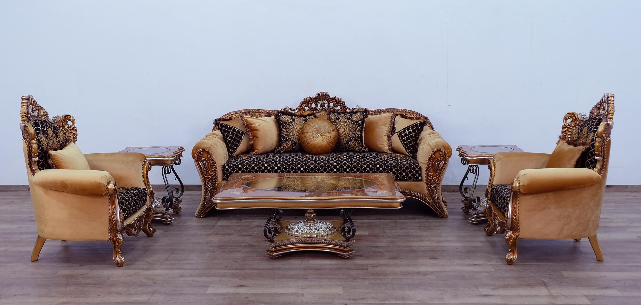 

    
Traditional Brown & Gold Sofa Set 3Pcs EMPERADOR EUROPEAN FURNITURE
