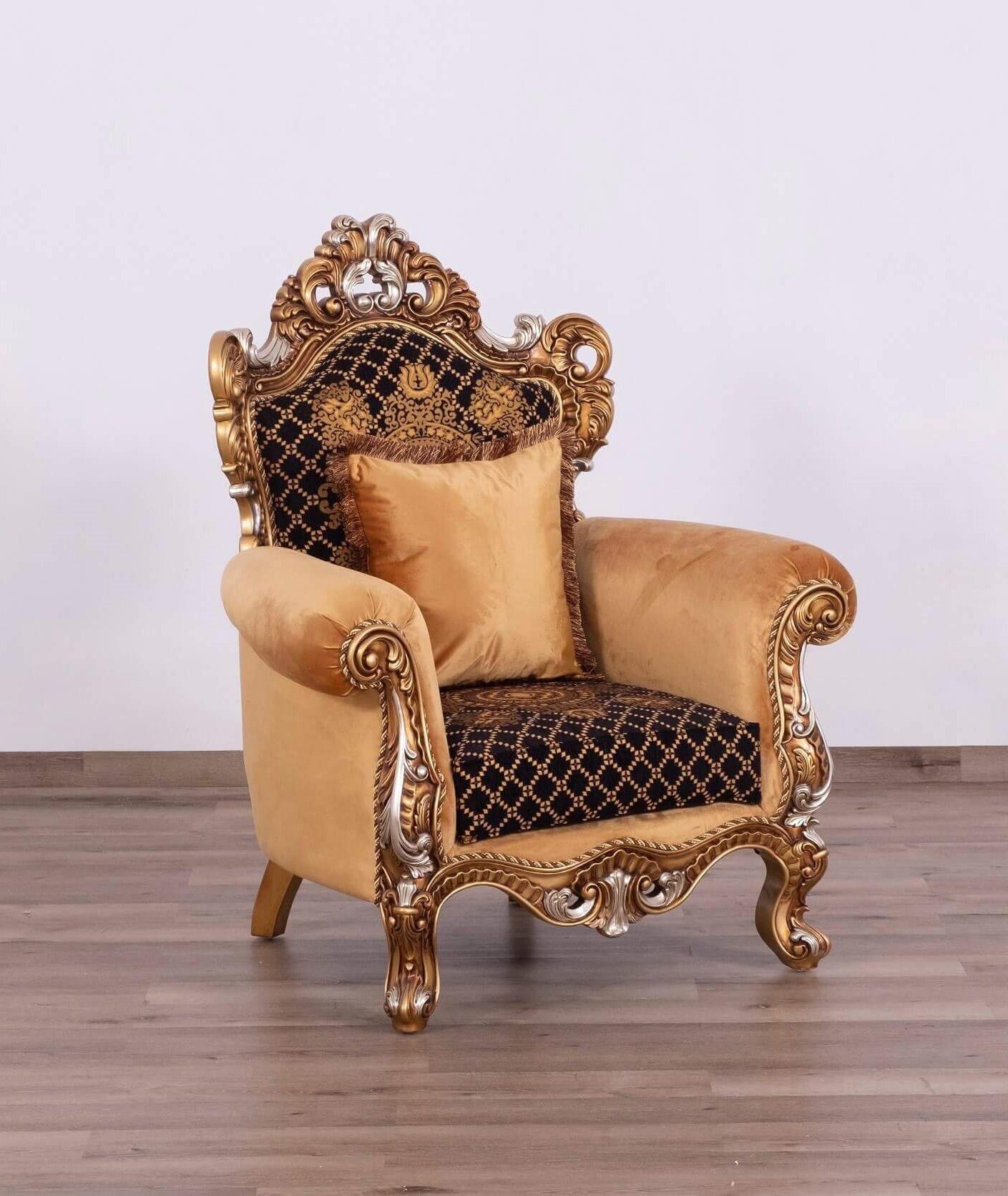 

    
 Shop  Traditional Brown & Gold Sofa Set 4Pcs EMPERADOR EUROPEAN FURNITURE
