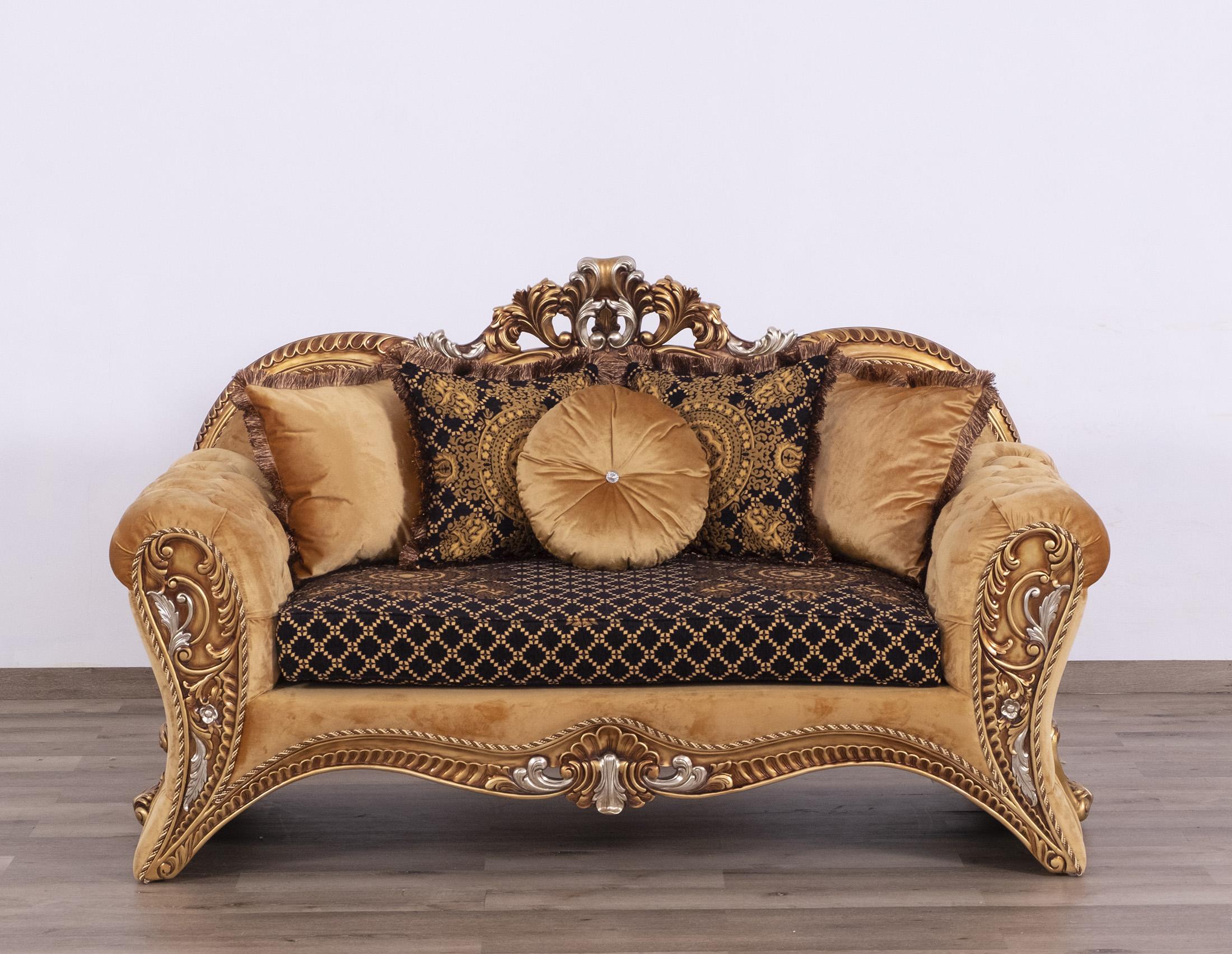 

        
EUROPEAN FURNITURE EMPERADOR Sofa Set Gold/Brown Fabric 663701290080
